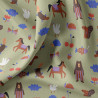 Printed Cotton LEON Green / Blue